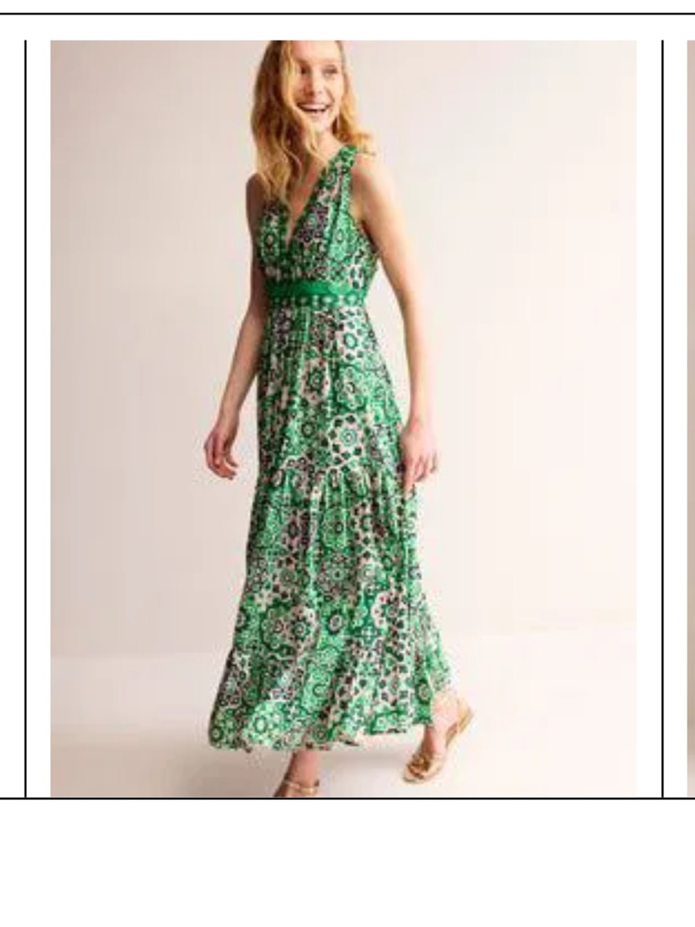 Boden Cotton Maxi Tie Neck Dress